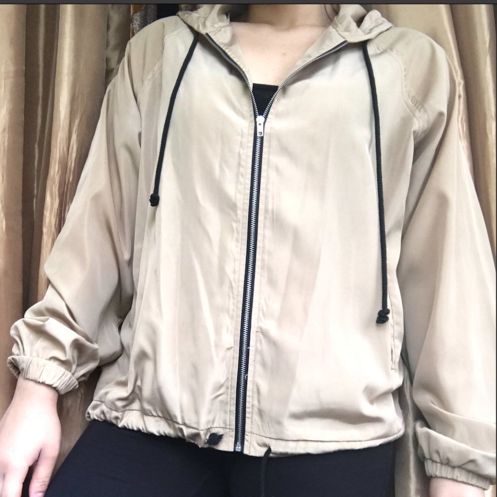 Tan Drawstring Windbreaker